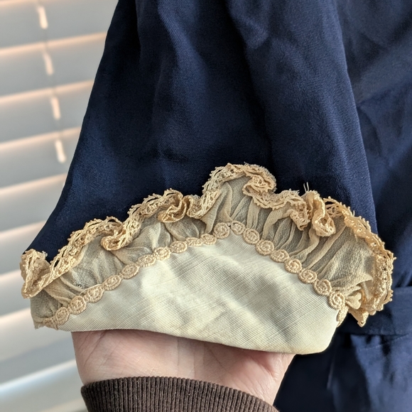 Vintage Navy Dress with Cream Lace Accents - Picture 6 of 15